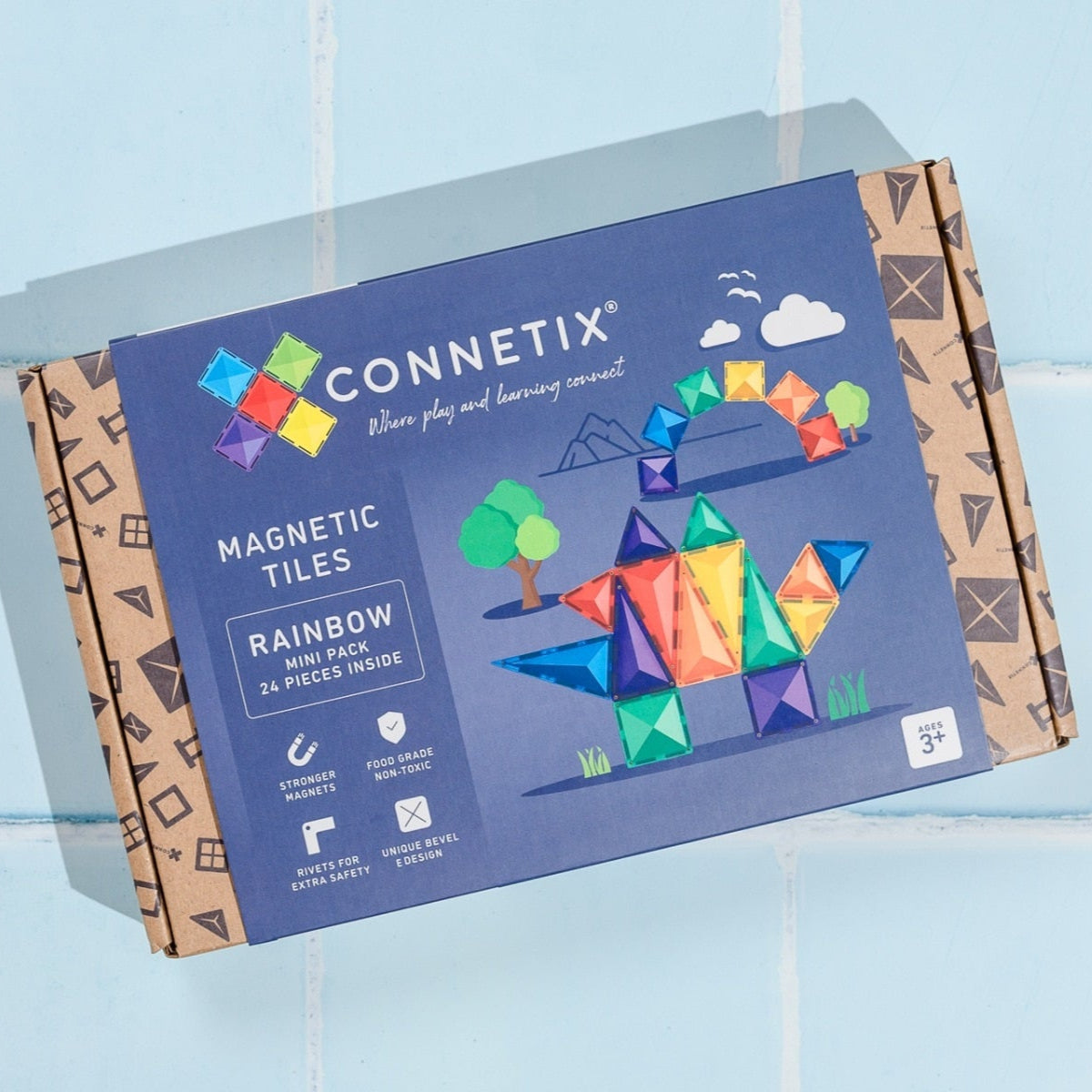 CONNETIX Magnetic Tiles | 24 Piece Mini Rainbow Pack available at Bear & Moo