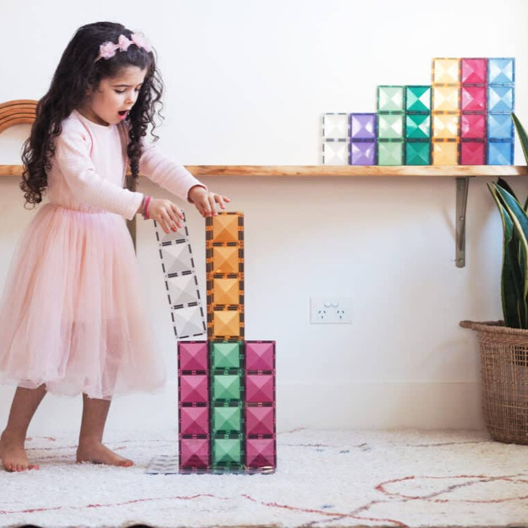 CONNETIX Magnetic Tiles | 24 Piece Pastel Rectangle Pack available at Bear & Moo