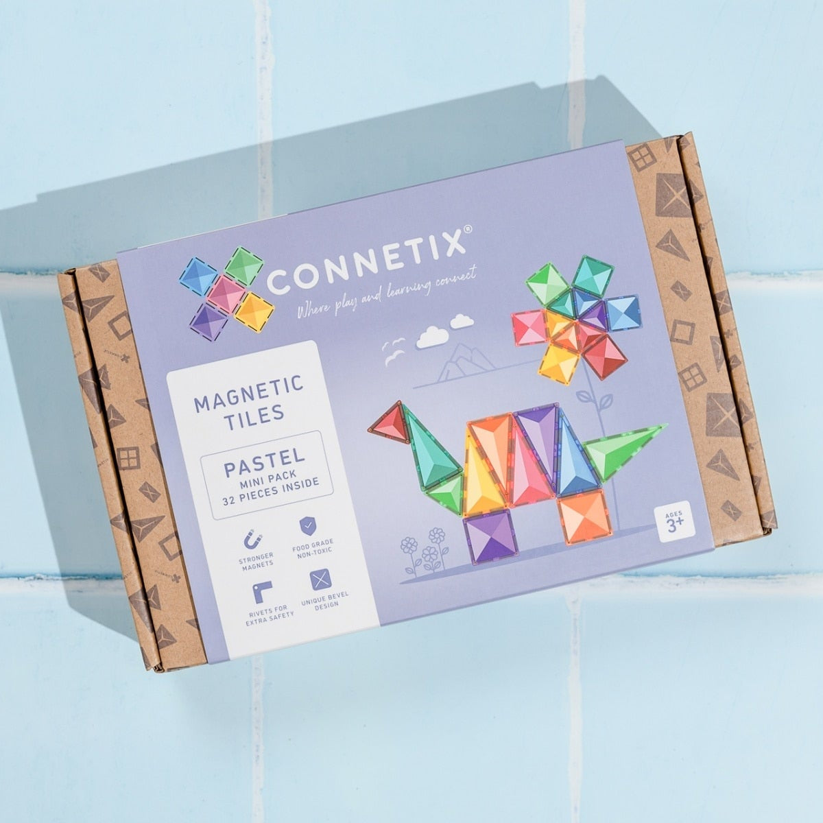 CONNETIX Magnetic Tiles | 32 Piece Mini Pastel Pack available at Bear & Moo
