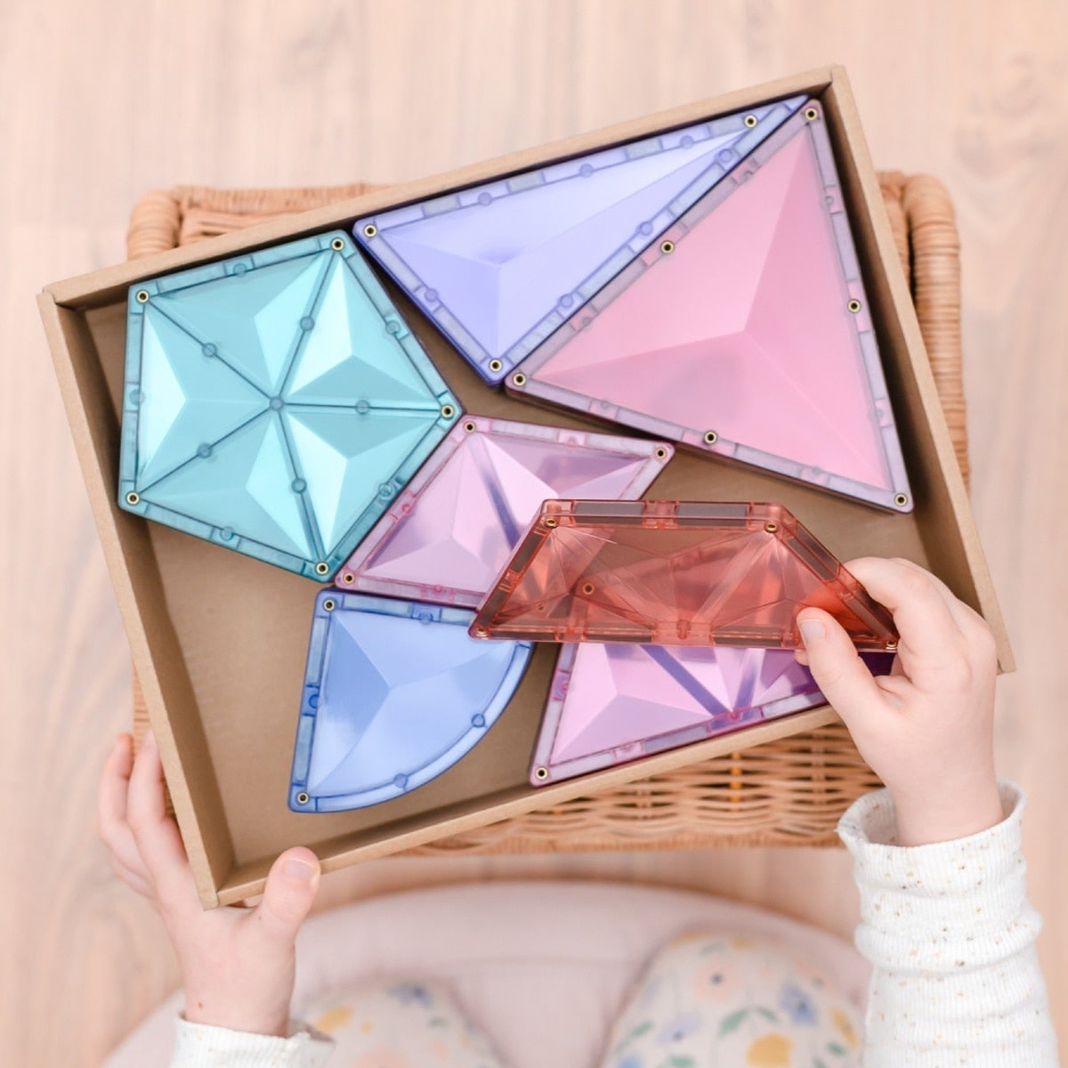 CONNETIX Magnetic Tiles | 48 Piece Pastel Shape Expansion Pack available at Bear & Moo