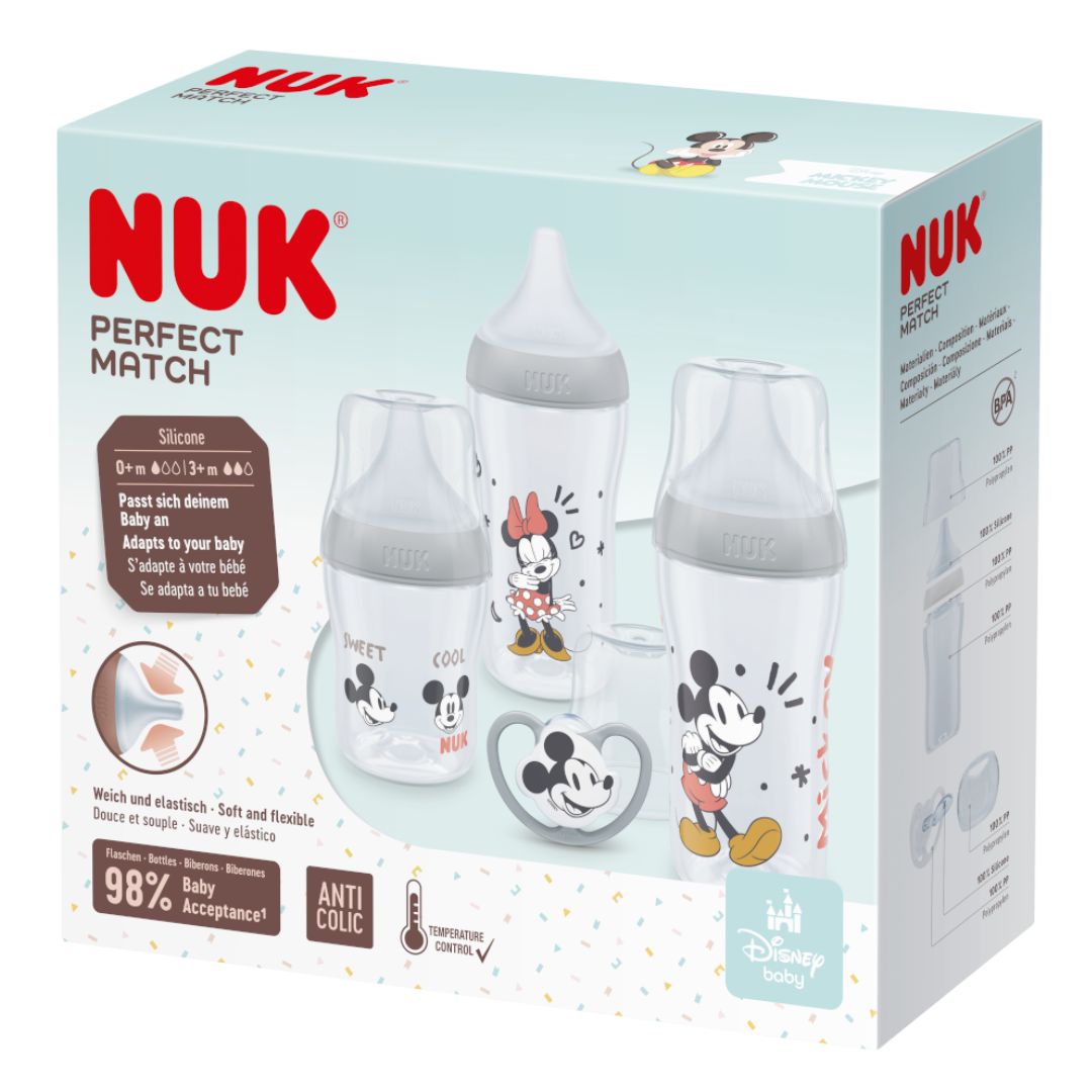 NUK Perfect Match Set | Mickey Mouse Baby Bottles available at Bear & Moo
