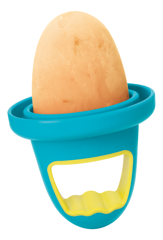 Blue ice block holder with a ice block on a white background