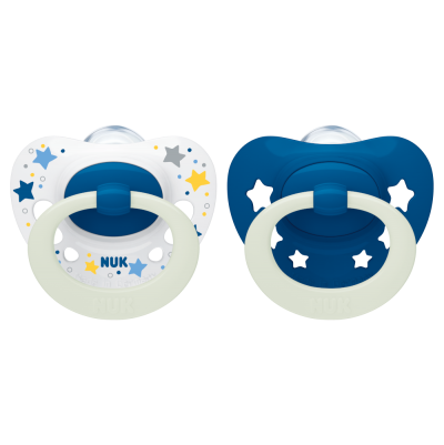 NUK Signature Silicone Night Soother Dummy in Blue available at Bear & Moo