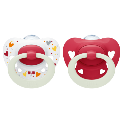 NUK Signature Silicone Night Soother Dummy in Red available at Bear & Moo
