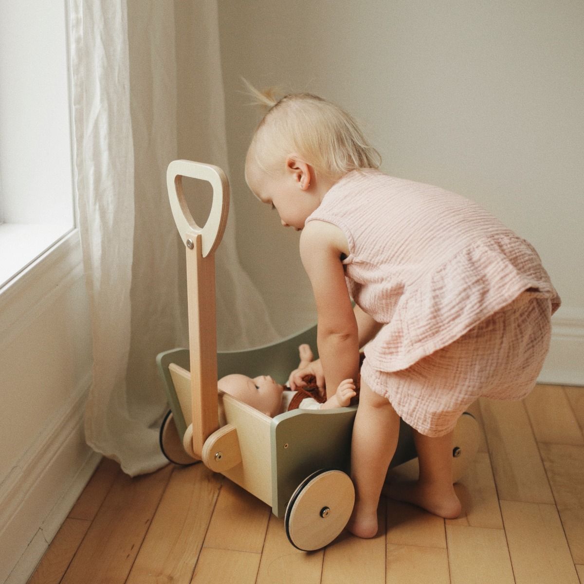 Kinderfeets Pull Wagon | Wooden Toy Wagon and Walker available at Bear & Moo
