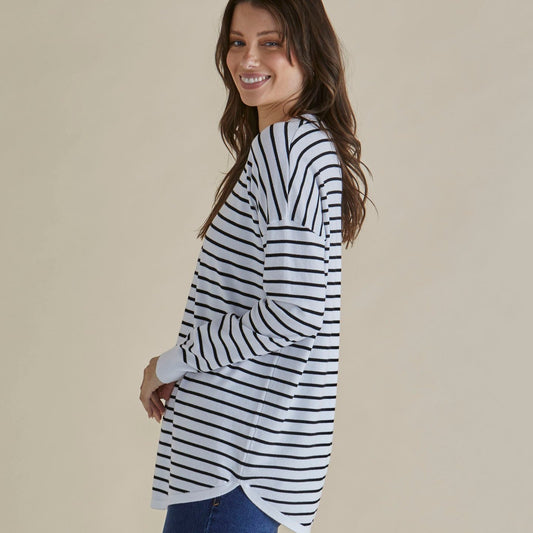 Betty Basics Sophie Knit Jumper | Monochrome Stripe available at Bear & Moo