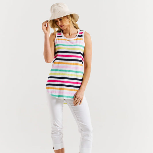 Betty Basics Keira Tank | Rainbow Stripe available at Bear & Moo