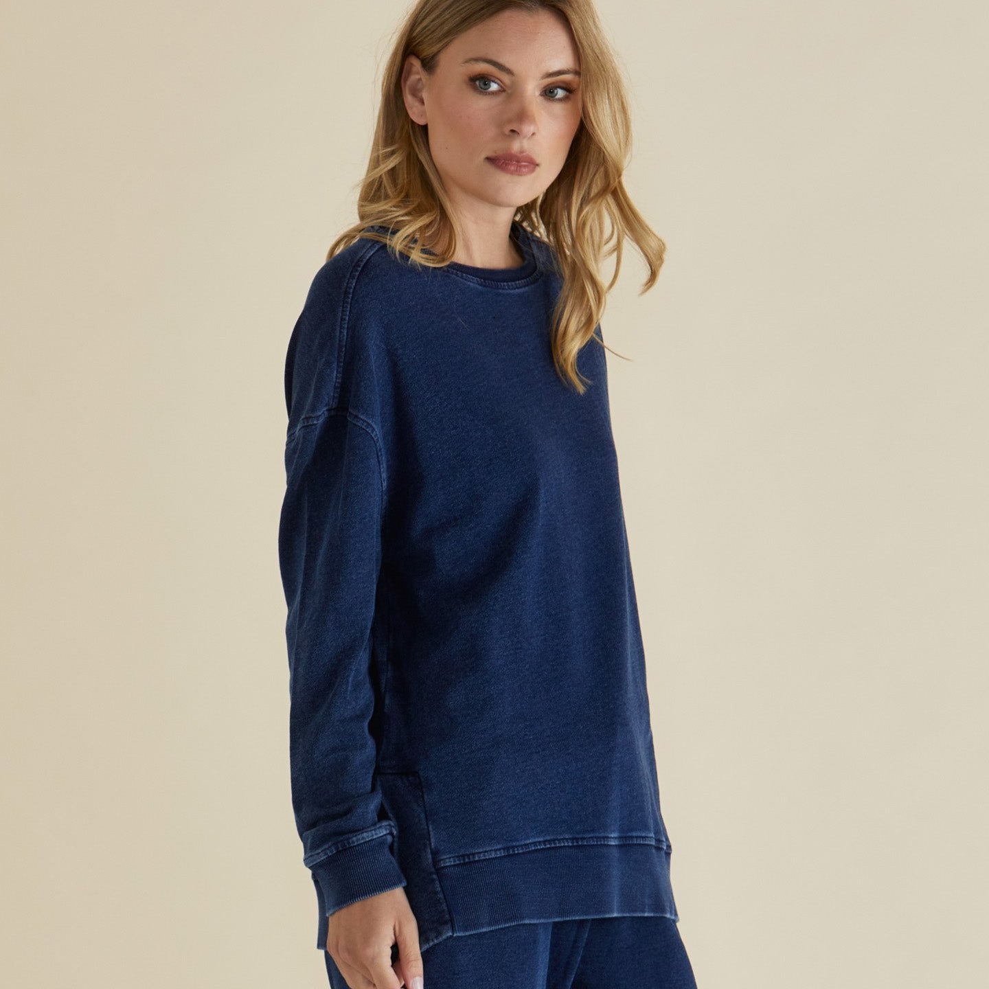 Betty Basics Easy Crew Sweater in Indigo Wash available at Bear & Moo