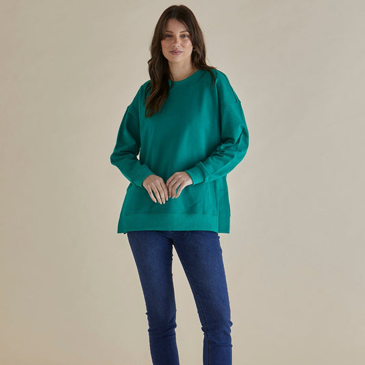 Betty Basics Easy Crew Sweater | Green available at Bear & Moo