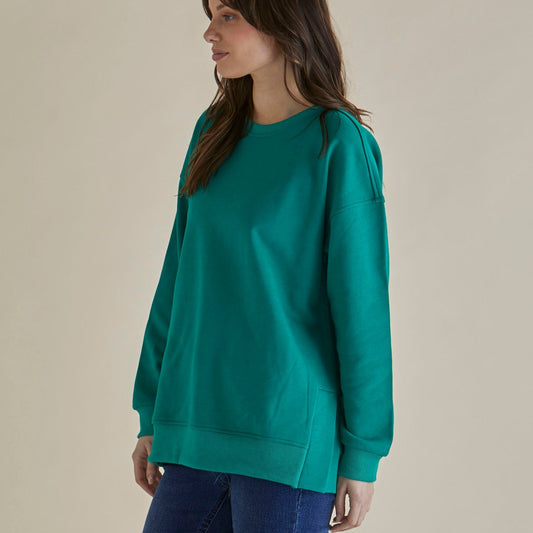 Betty Basics Easy Crew Sweater | Green available at Bear & Moo