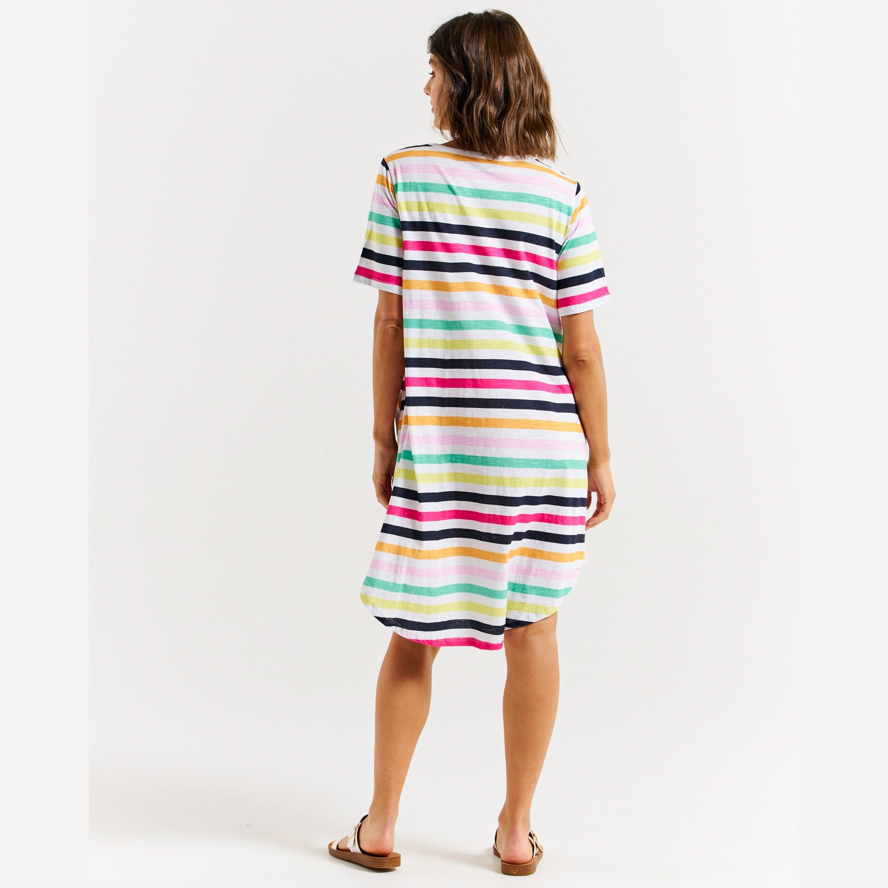 Betty Basics Nyree Dress | Rainbow Stripe available at Bear & Moo