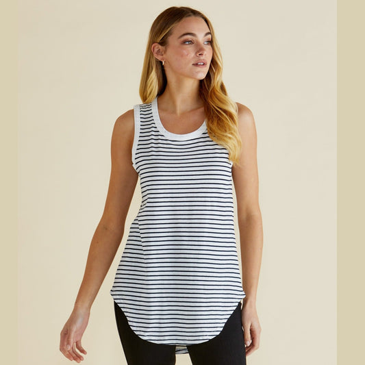 Keira Tank | Jet Black Stripe available at Bear & Moo