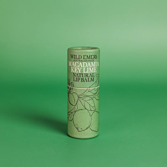 Wild Emery Natural Lip Balm | Macadamia Key Lime available at Bear & Moo