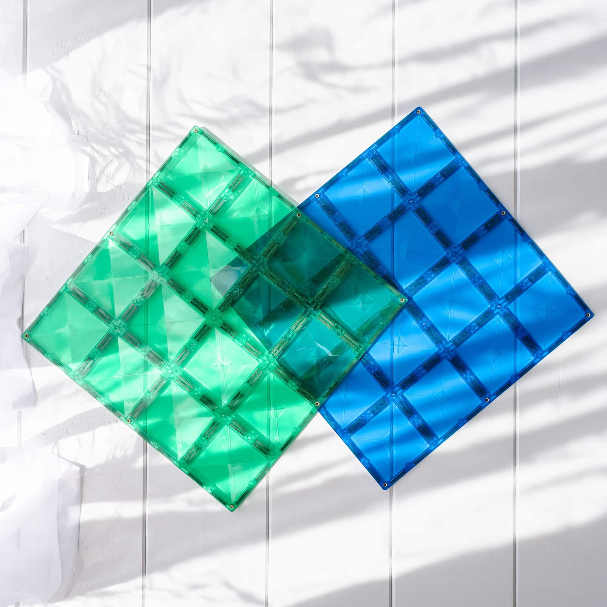 Connetix Tiles | 2 Piece Base Plate Pack - Blue & Green available at Bear & Moo