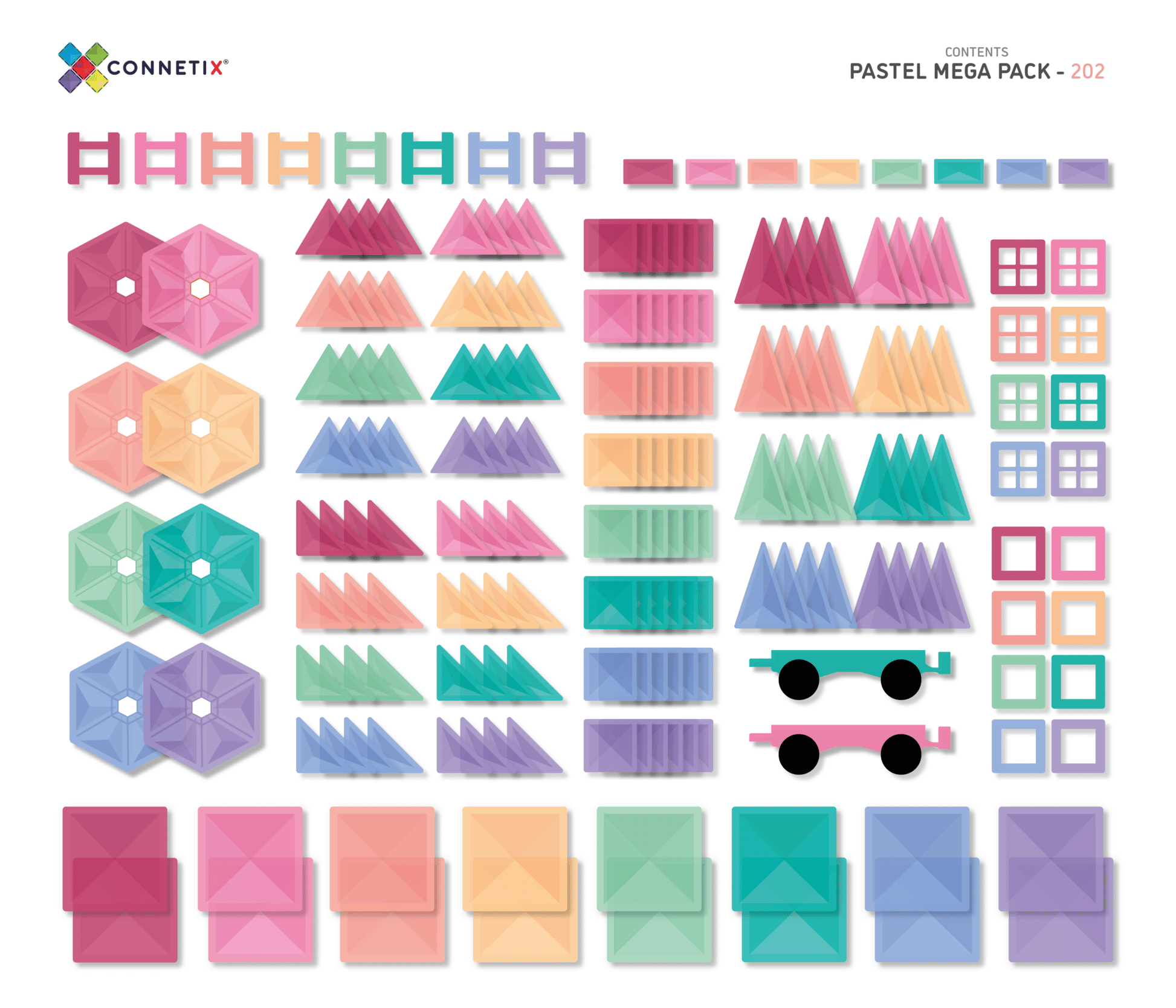 Connetix Tiles | 202 Piece Pastel Mega Pack available at Bear & Moo