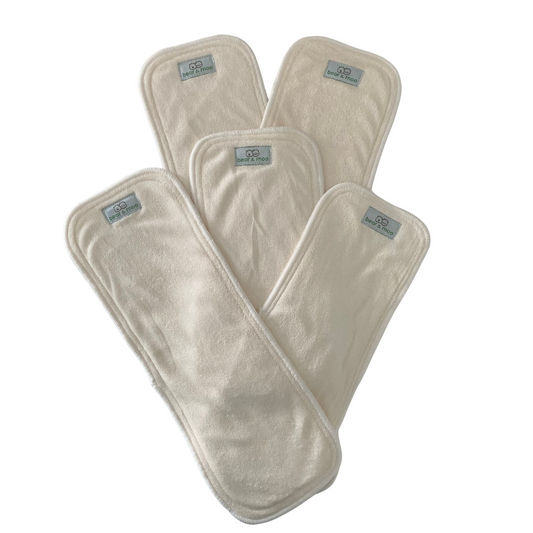 White reusable bamboo nappy inserts made from bamboo for cloth nappies from Bear & Moo