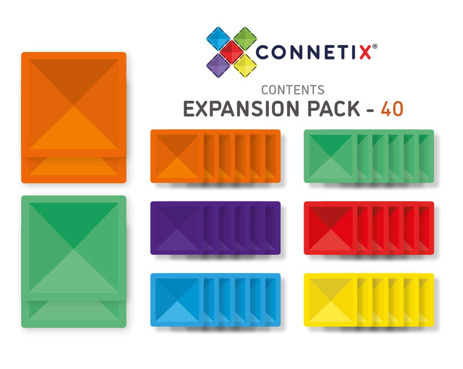 Connetix Tiles | 40 Piece Expansion Pack available at Bear & Moo