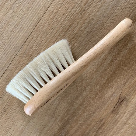LullaLove Natural Hair Brush with Goat's bristle and Washcloth Bear & Moo
