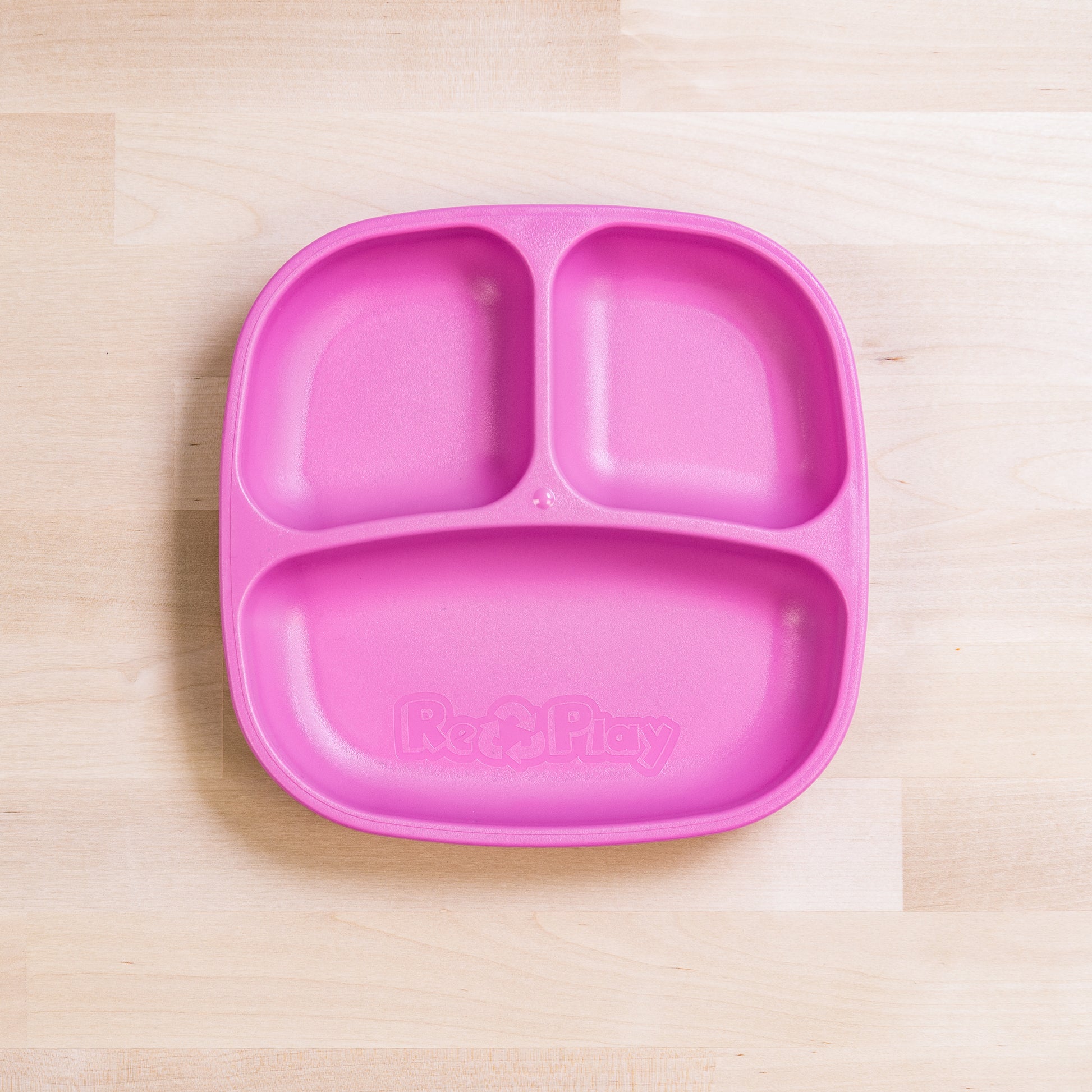 Re-Play Divided Plate 7" plate in Bright Pink from Bear & Moo
