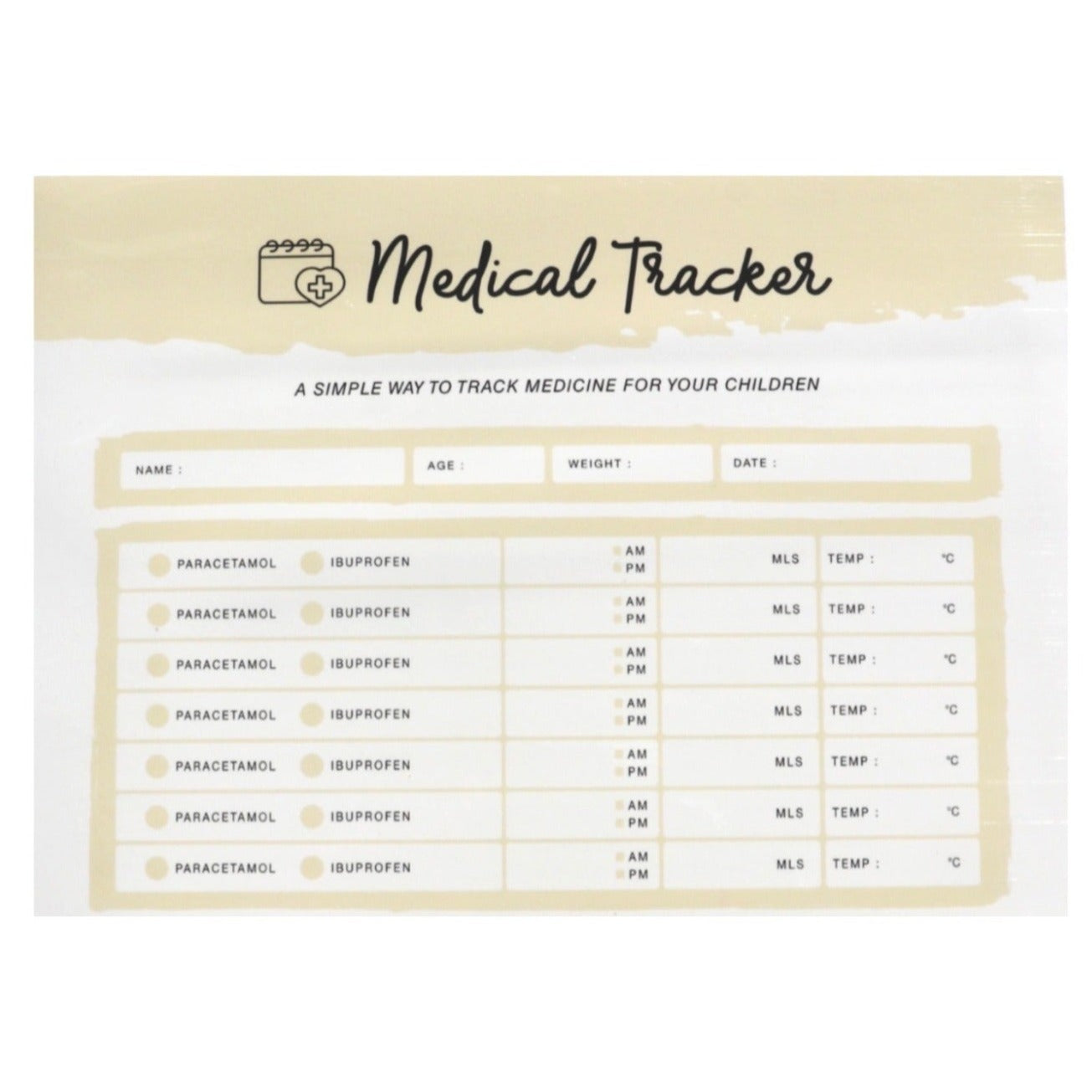 Tags For Good Medical Tracker in Cream available at Bear & Moo