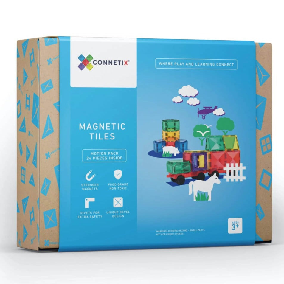 Connetix Tiles | 24 Piece Motion Pack available at Bear & Moo