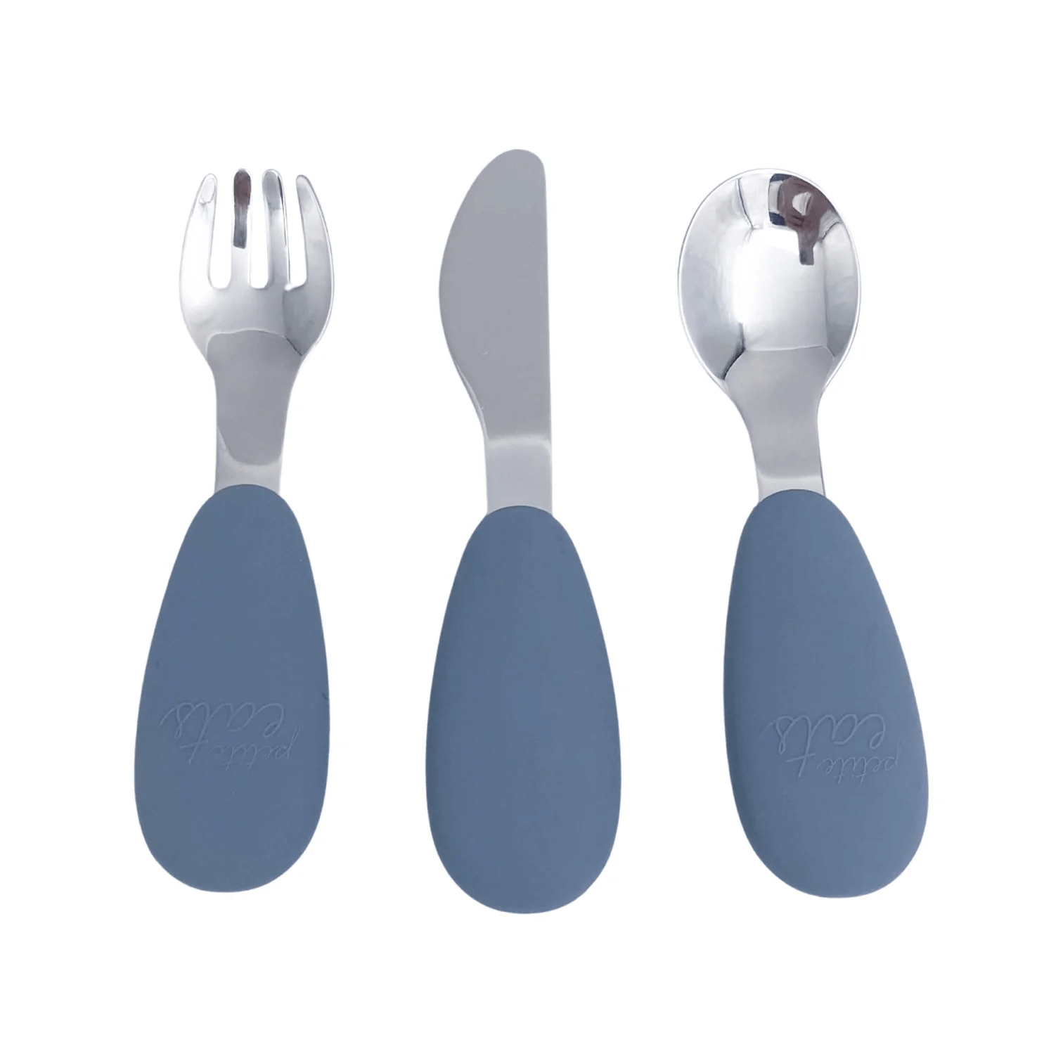Petite Eats Full Metal Cutlery Set in Pewter available at Bear & Moo
