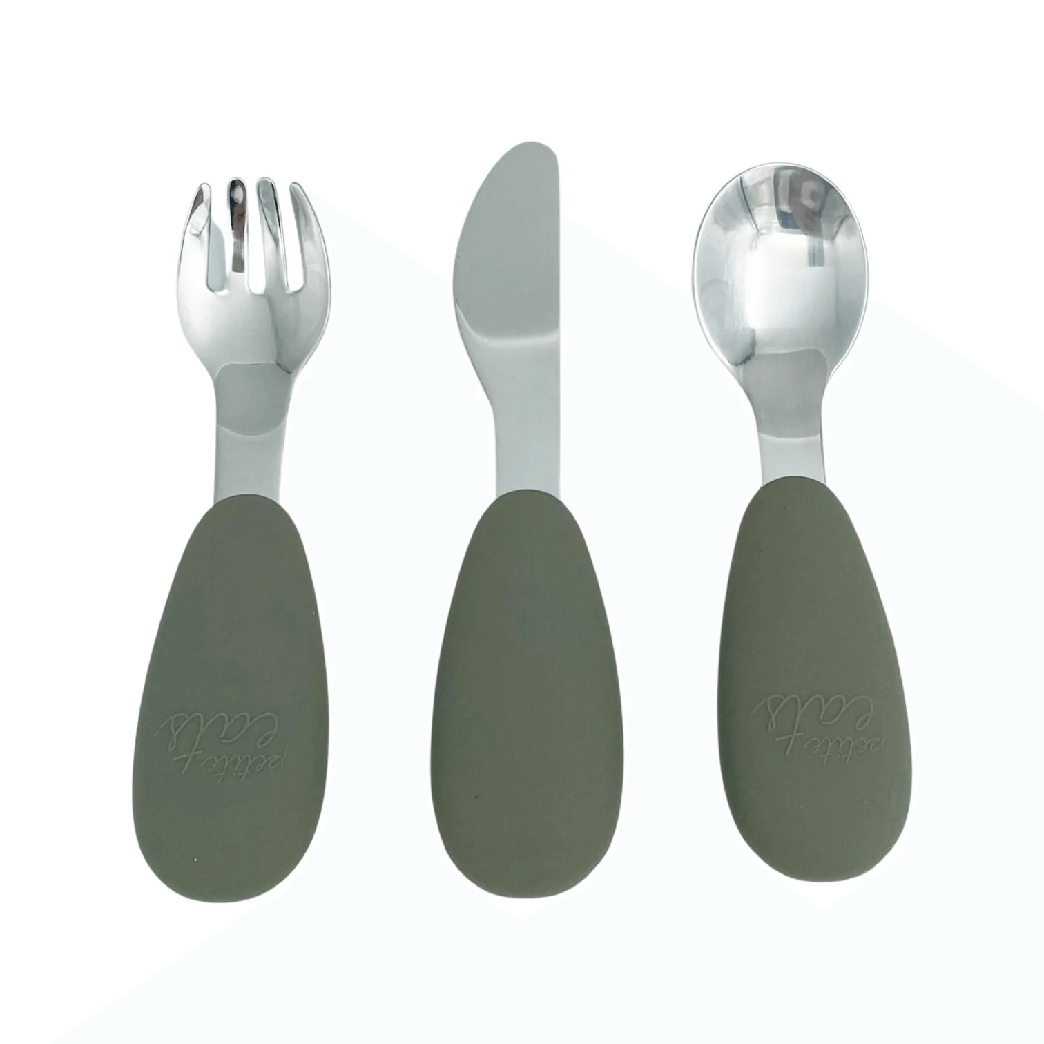 Petite Eats Full Metal Cutlery Set in Sage available at Bear & Moo