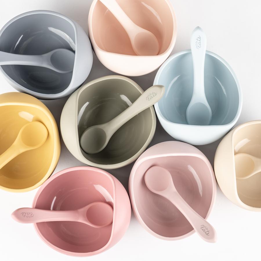 Petite Eats Silicone Bowl and Spoon in Blush from Bear & Moo