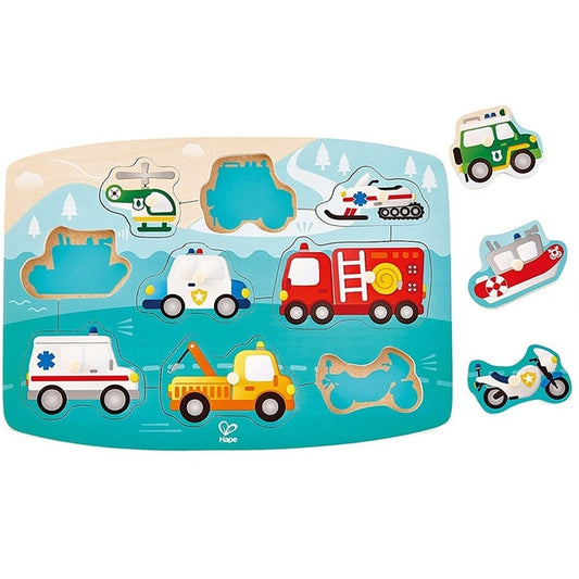 Hape Big Vehicle ('n Pegs) Wooden Puzzle from Bear & Moo