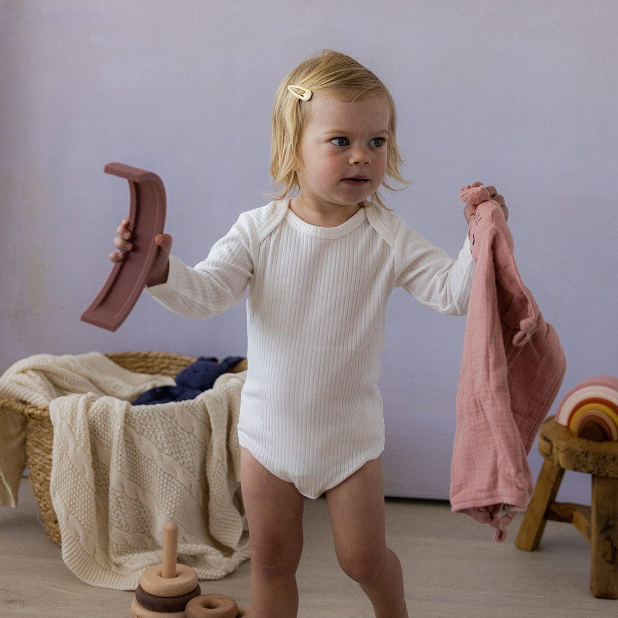 Hello Poppet Original Ribbed Bodysuit | Longsleeve available at Bear & Moo