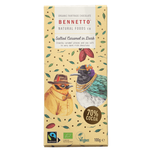Bennetto Salted Caramel in Dark 100g chocolate block available at Bear & Moo