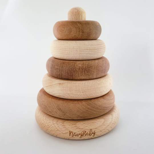 NavyBaby Stacker | Wooden Donut Stacker | Bear & Moo