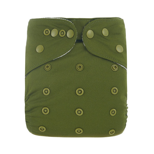 One Size Fits Most Reusable Cloth Nappy in Olive by Bear and Moo