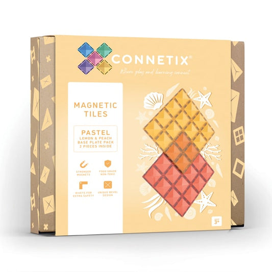 Connetix Tiles | 2 Piece Base Plate Pack - Lemon & Peach available at Bear & Moo