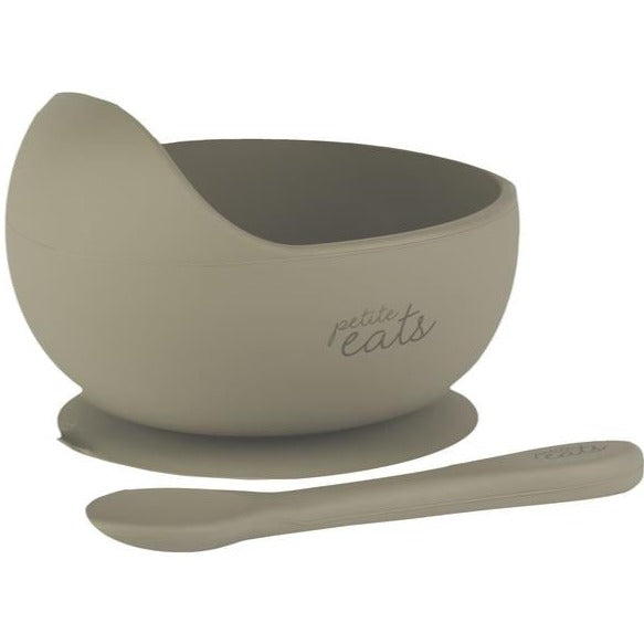 Petite Eats Silicone Bowl and Spoon in Sage from Bear & Moo
