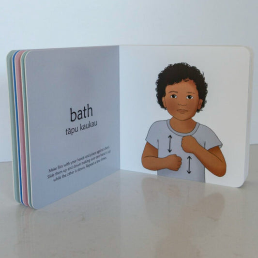 First Signs by Jenna Brockett | New Zealand Sign Language Board Book available at Bear & Moo