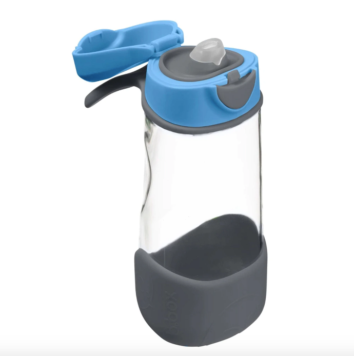 b.box Sport Spout Drink Bottle 450ml in Blue Slate available at Bear & Moo