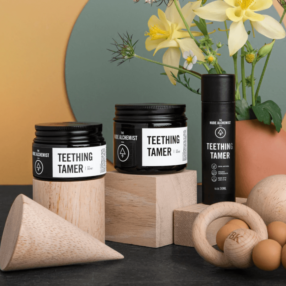 The Nude Alchemist Teething Tamer 30g Jar and Tube available at Bear & Moo