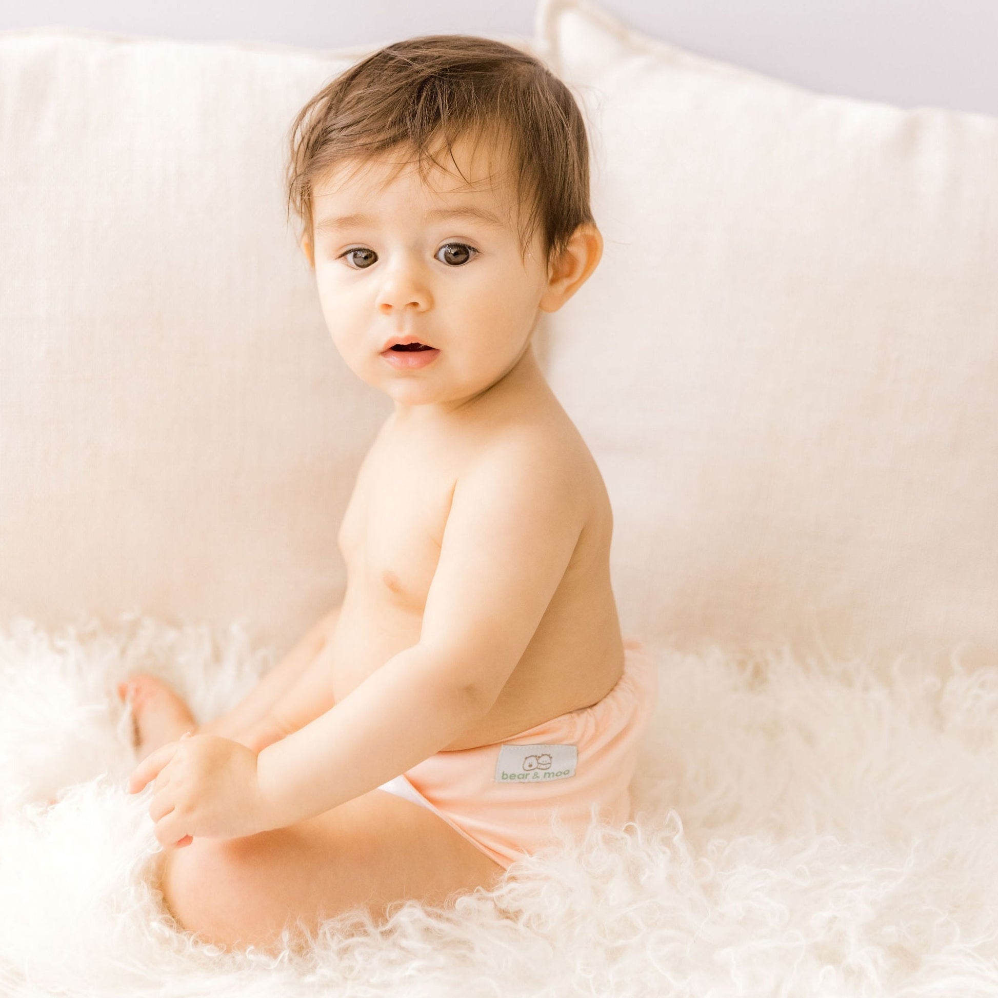 Reusable Cloth Nappy in Blush from Bear and Moo