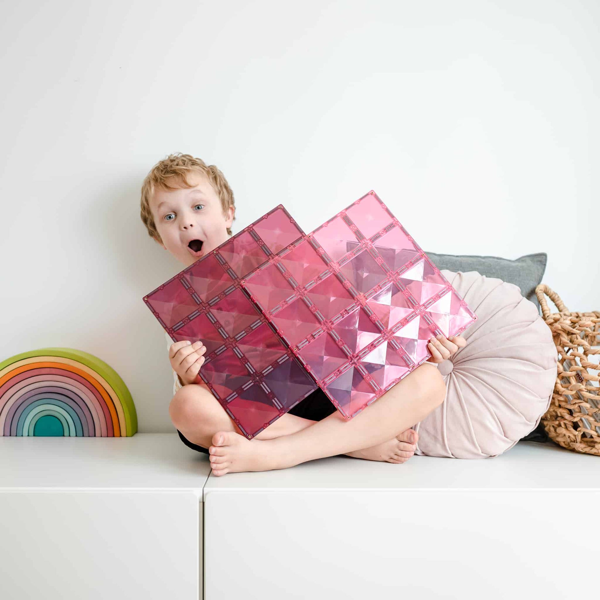 Connetix Tiles | 2 Piece Base Plate Pack - Pink & Berry available at Bear & Moo