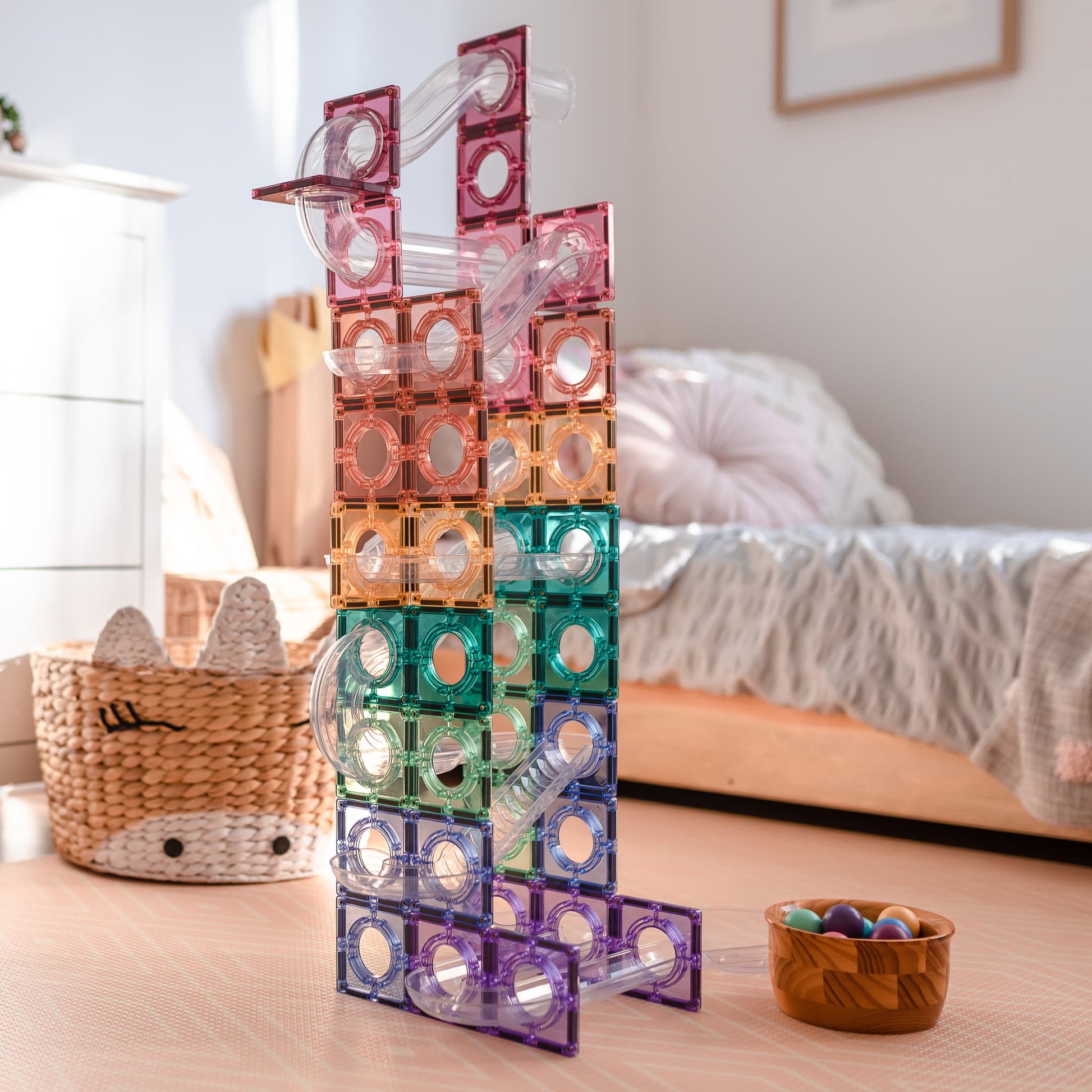 Connetix Tiles | 106 Piece Pastel Ball Run Pack available at Bear & Moo