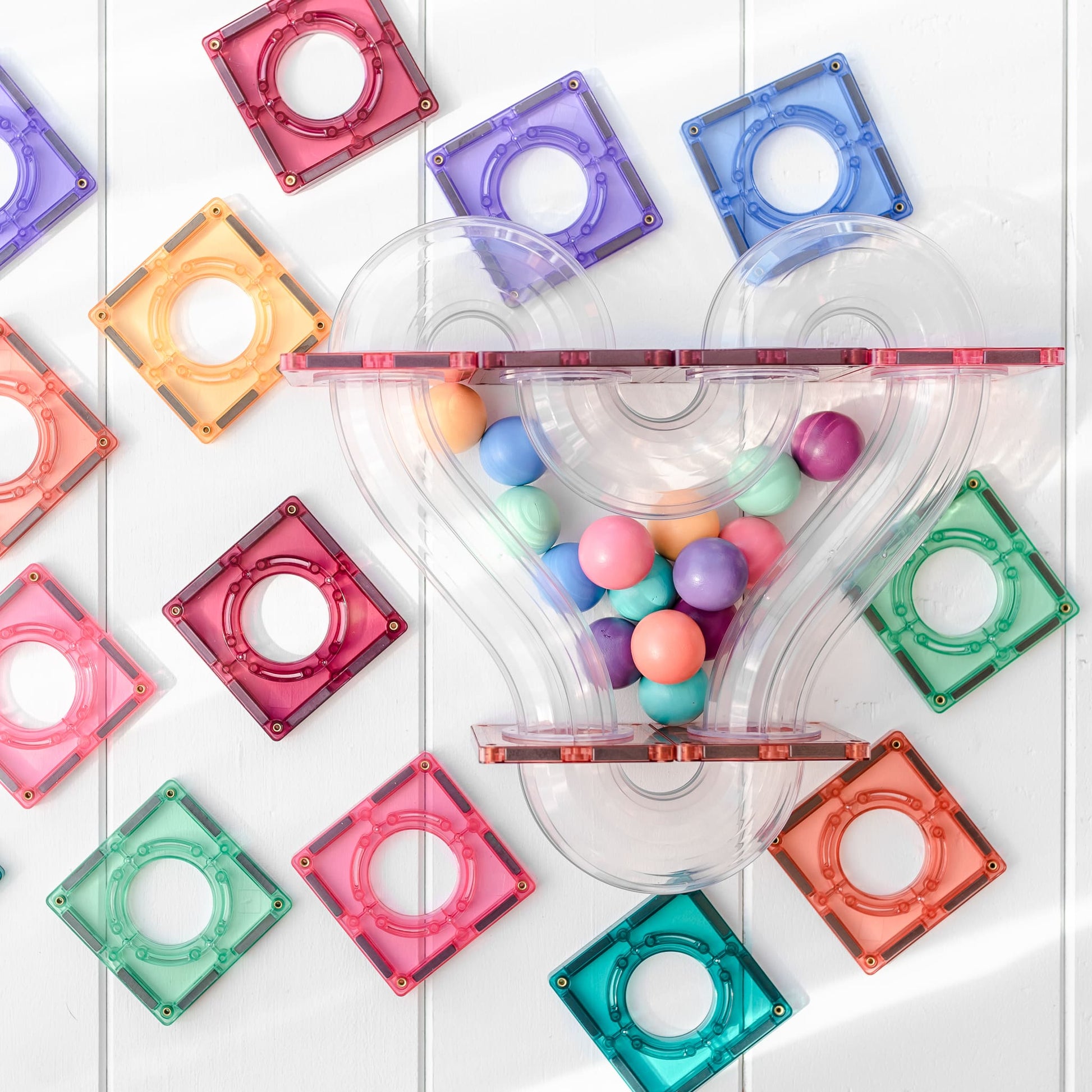 Connetix Tiles | 106 Piece Pastel Ball Run Pack available at Bear & Moo