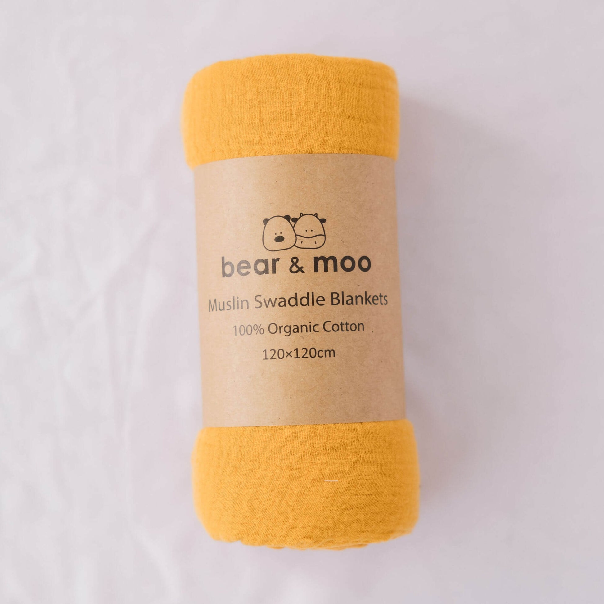 Bear & Moo Muslin Swaddle Blanket | 100% Organic Cotton