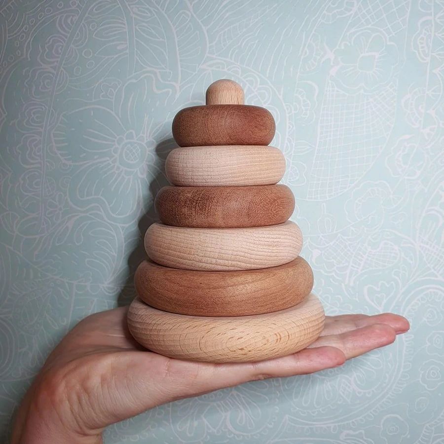 NavyBaby Stacker | Wooden Donut Stacker | Bear & Moo