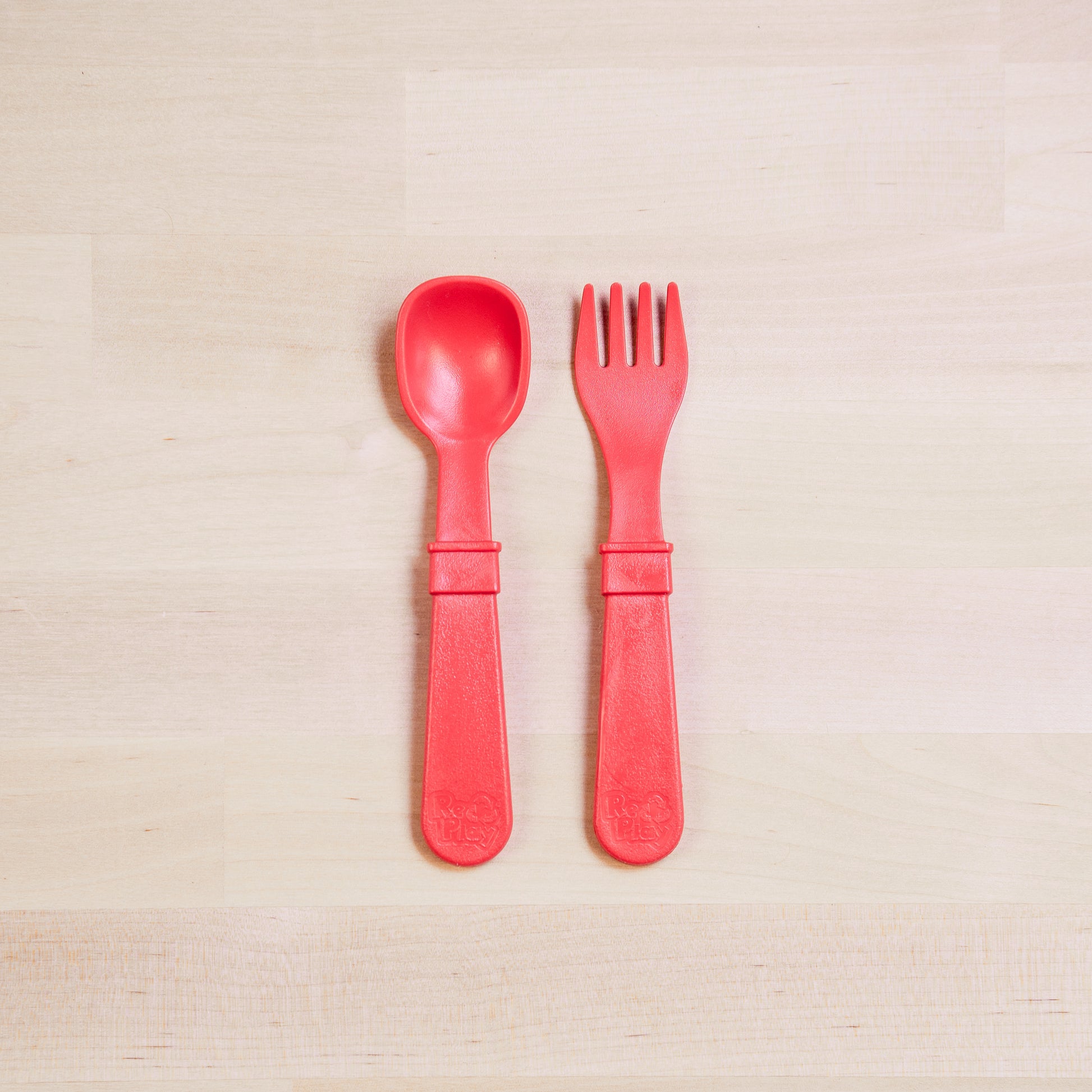 Re-Play Utensil Set | Red Fork & Spoon from Bear & Moo