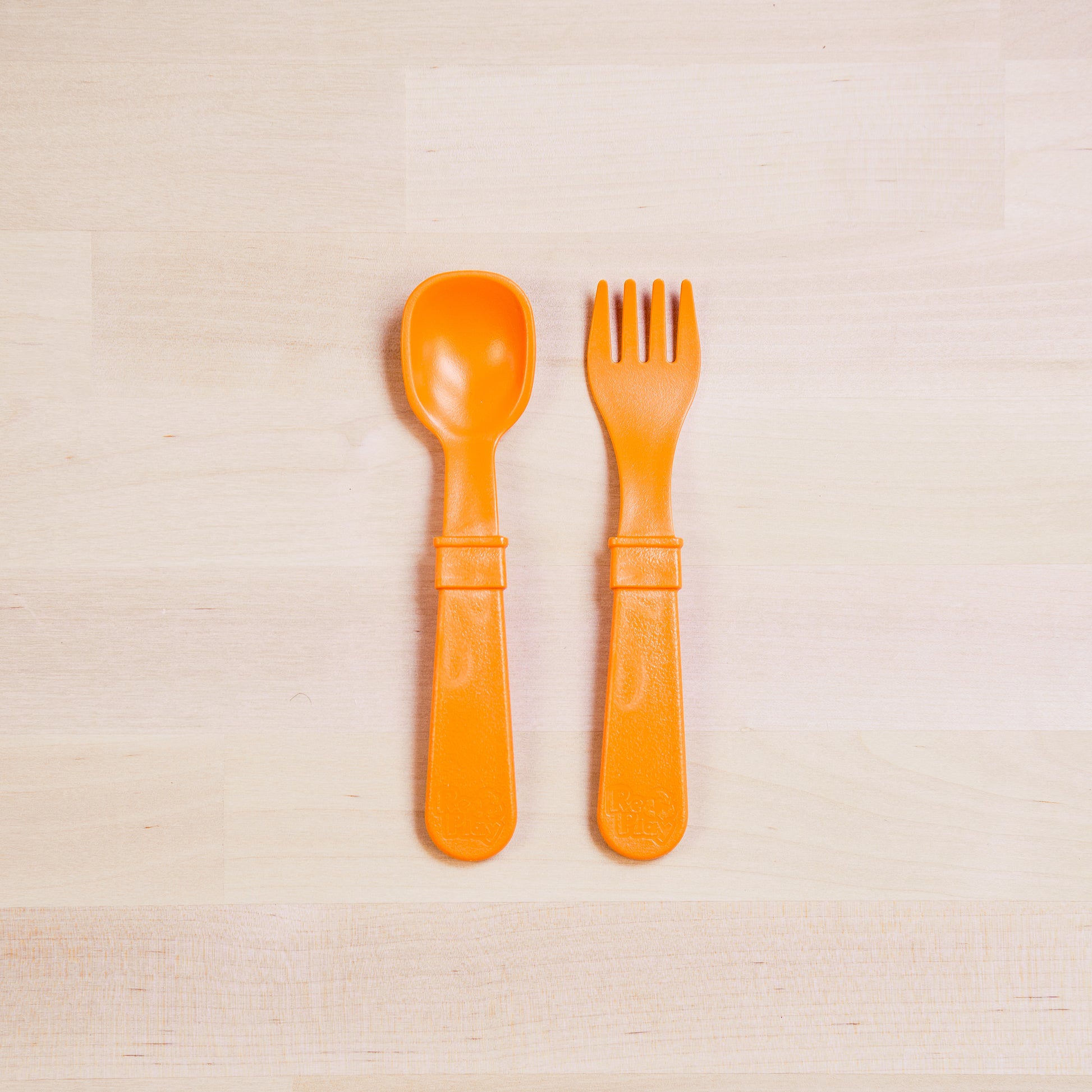 Re-Play Utensil Set | Orange Fork & Spoon from Bear & Moo